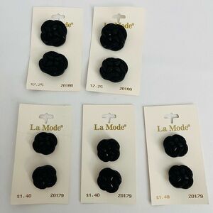 Vintage La Mode Buttons Black – Set of 10 – Made in Italy – Sizes ¾″ & 1″